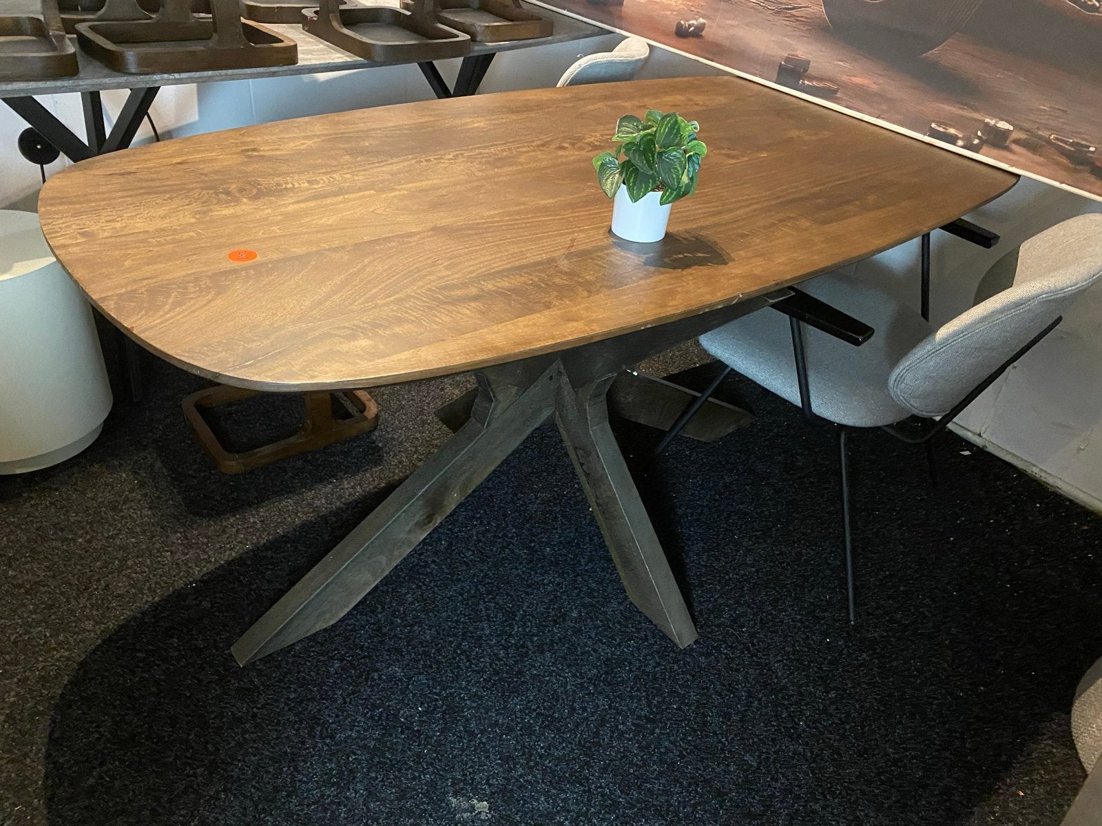 Deense ovale eettafel 180x90 massief hout spinpoot, Huis en Inrichting, Tafels | Eettafels, Ophalen, Nieuw, 50 tot 100 cm, 150 tot 200 cm
