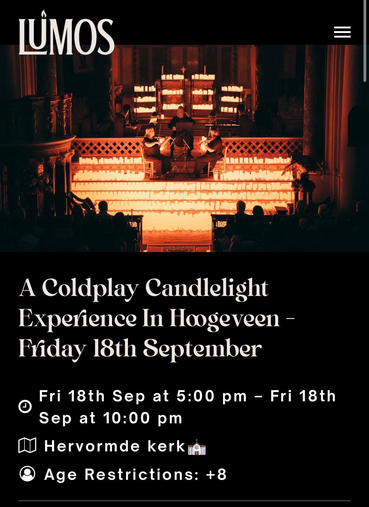 2 kaarten a coldplay candlelight experience in hoogeveen 7-8, Tickets en Kaartjes, Twee personen, September