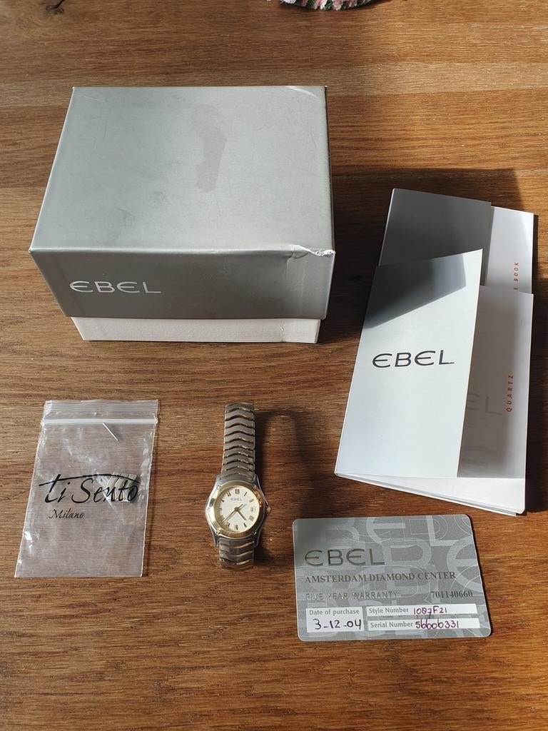 Ebel dameshorloge, staal en goud 18k , met doos en papieren, Sieraden, Tassen en Uiterlijk, Horloges | Dames, Overige merken, Staal