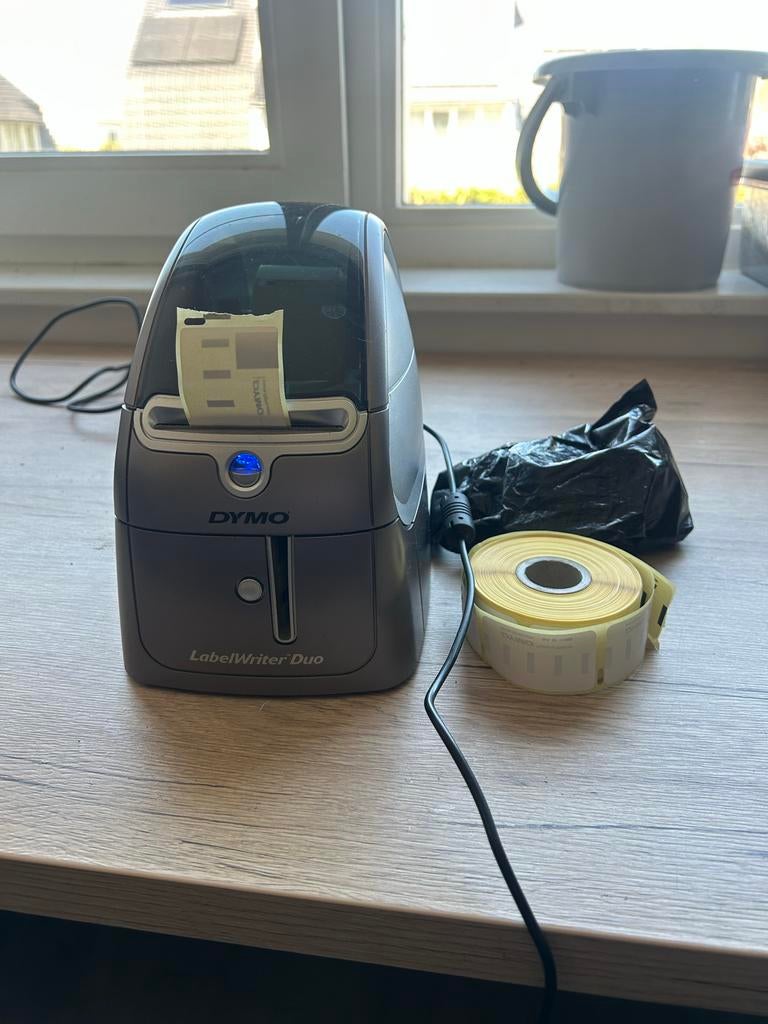 Dymo LabelWriter Duo labelprinter met 2 extra rollen, Computers en Software, Labelprinters, Ophalen of Verzenden, Gebruikt, Etiket