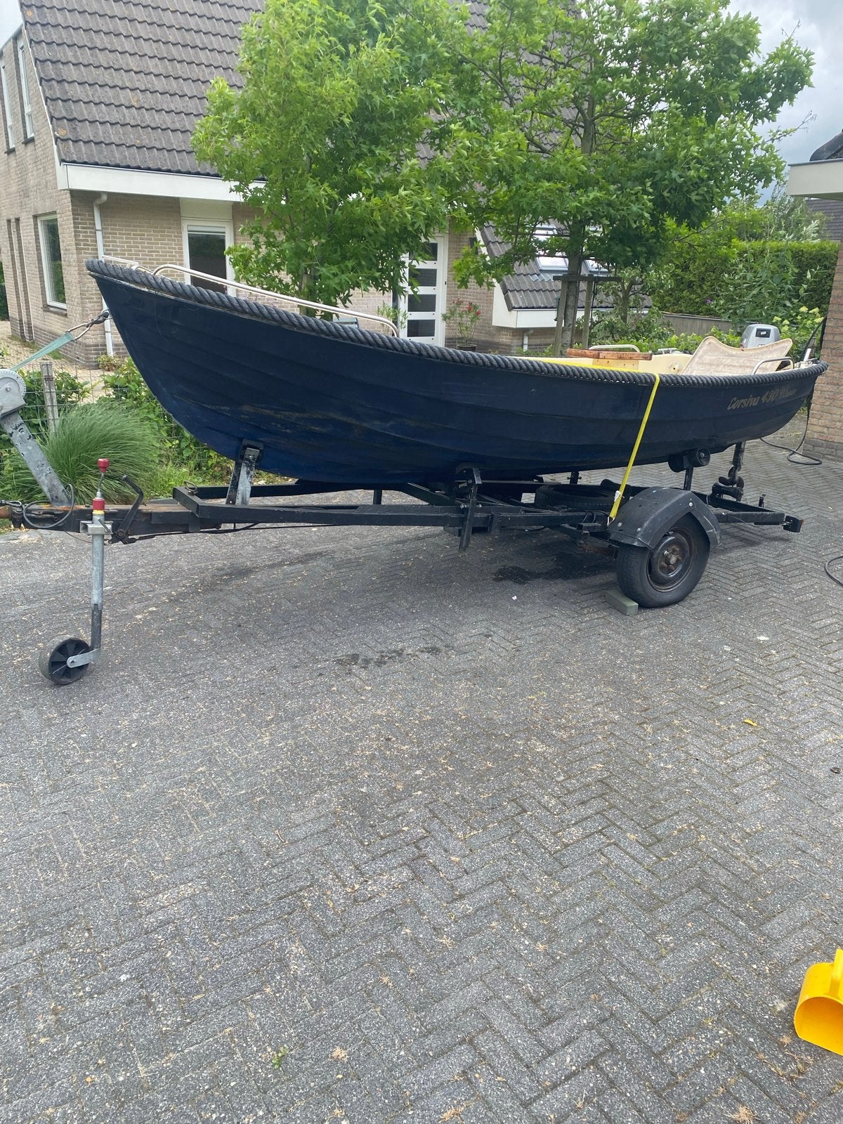 Corsiva 430 met Mariner 4 pk buitenboordmotor en trailer, Overige merken, Gebruikt, Buitenboordmotor, Sloep