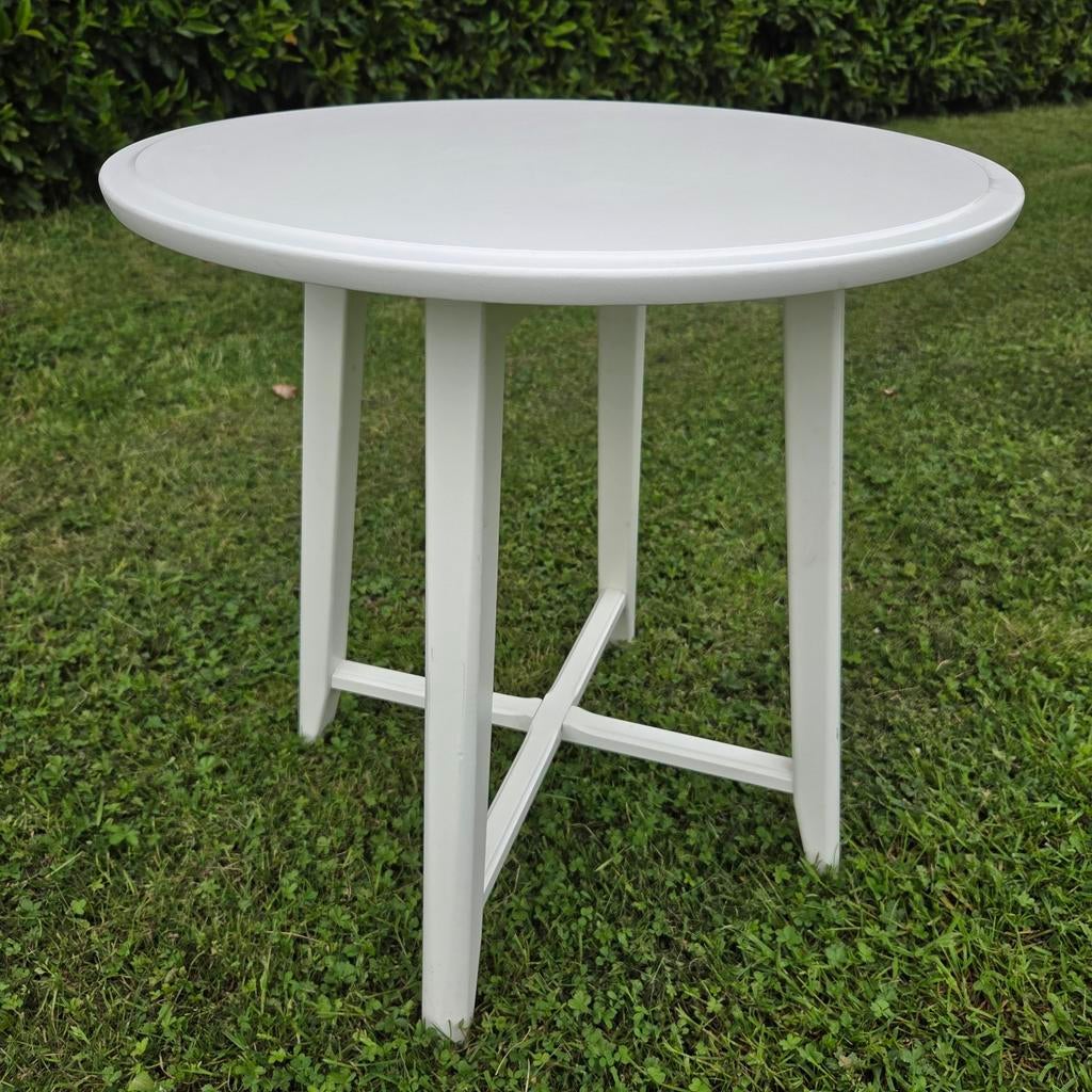 Ronde houten tafel bijzettafel salontafel Kragsta Ikea wit, Ophalen of Verzenden, Zo goed als nieuw
