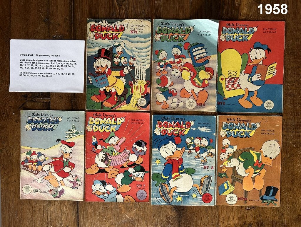 Donald Duck – Originele uitgave 1958 (Incompleet), Boeken, Gelezen, Verzenden, Diverse tekenaars en schrijvers, Meerdere stripboeken