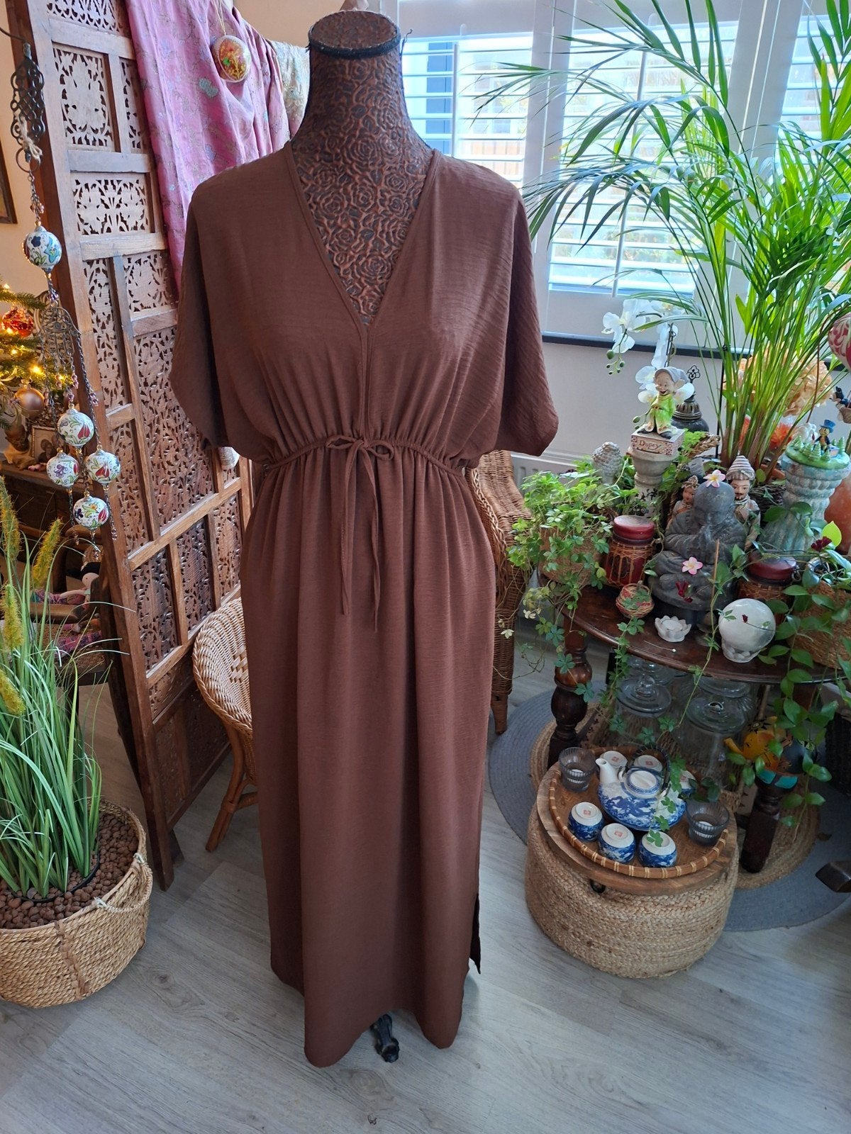 Nieuw+kaartje!Azzurro/Stijlvolle lange jurk past M t/m L/XL, Kleding | Dames, Bruin, Nieuw, Ophalen of Verzenden, Azzuro