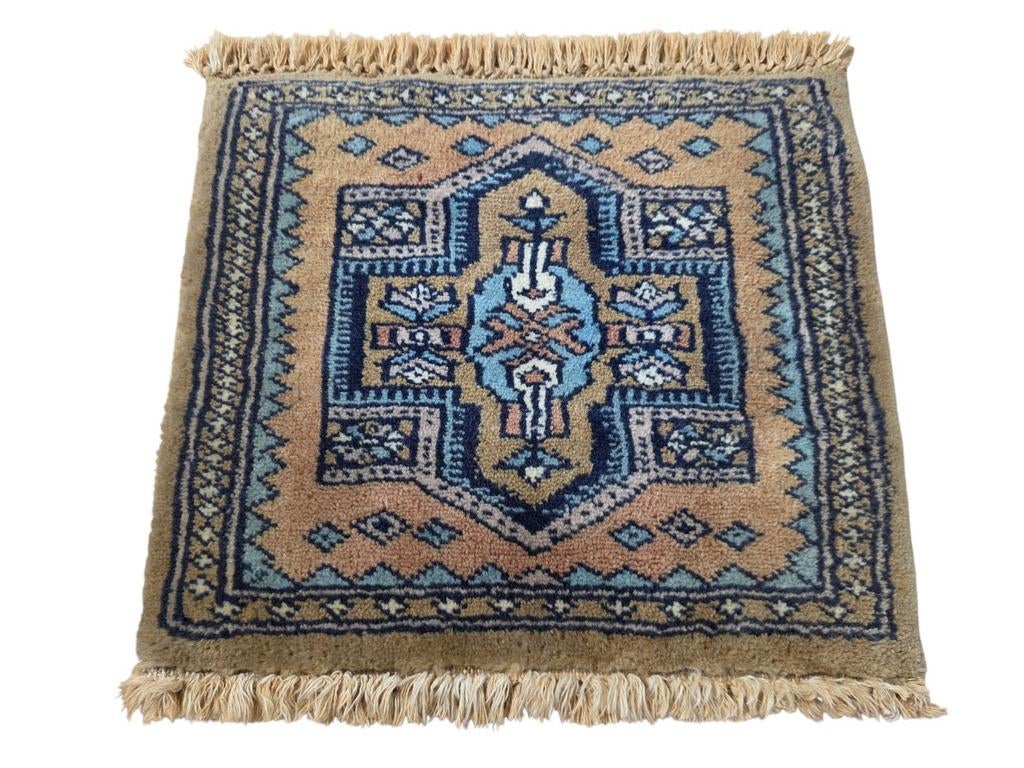 Handgeknoopt oosters wol Mini tapijt Square Yaldar 27x32cm, Huis en Inrichting, Stoffering | Tapijten en Kleden, Hype pop up, Minder dan 50 cm