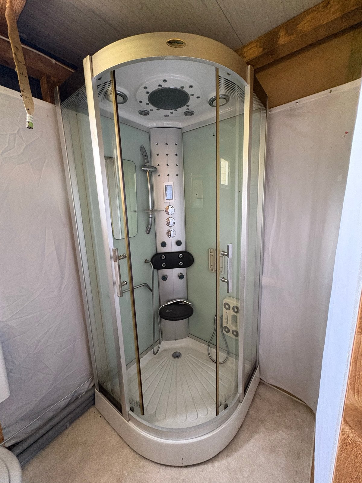 Douchecabine met hydromassage en zitje, Ophalen, Gebruikt, Glas, Douche