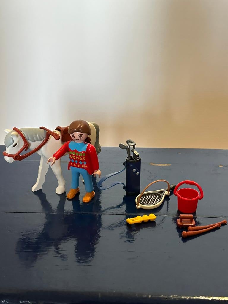 playmobil paard-meisje-tennisracket-golftas, Ophalen, Gebruikt, Los playmobil