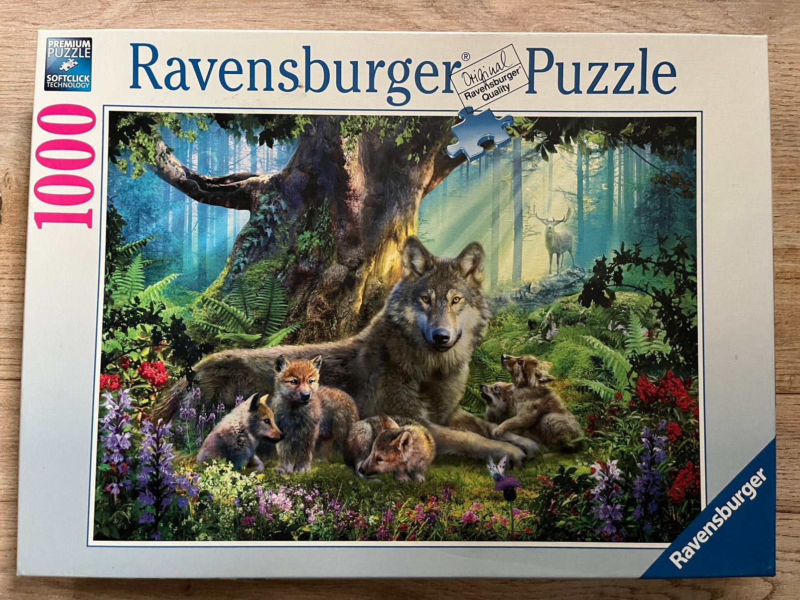 Ravensburger puzzel 1000 stukjes Familiewolf in het bos, Ophalen of Verzenden, 500 t/m 1500 stukjes, Zo goed als nieuw