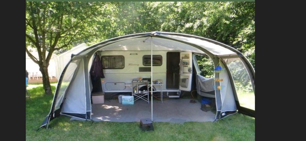 Unico Bologna 280 Carbon/Blue voortent voor caravan, Ophalen, Zo goed als nieuw