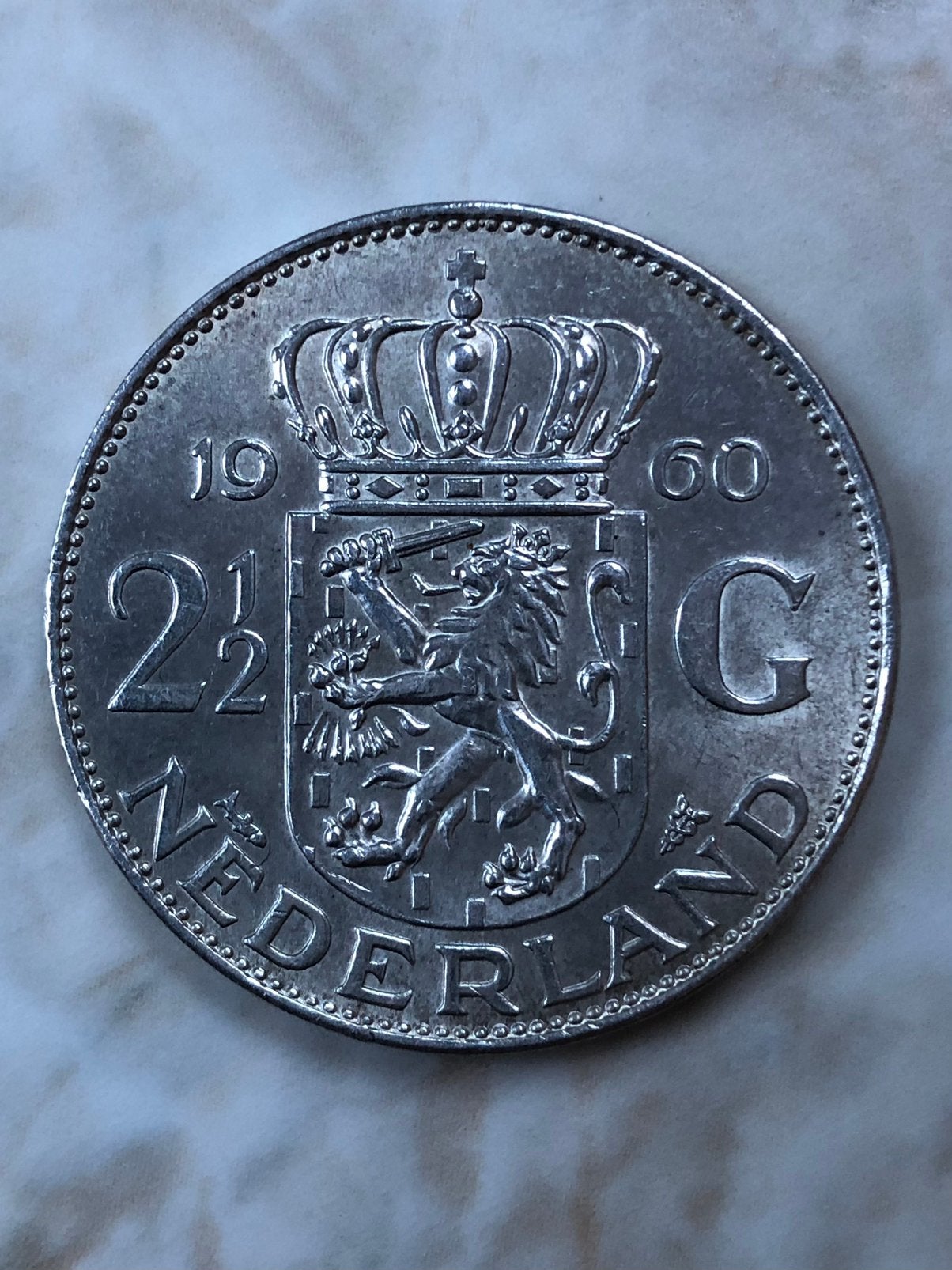 2 1/2 gulden 1960, zilver, Juliana., Koningin Juliana, Verzenden, Zilver, Losse munt