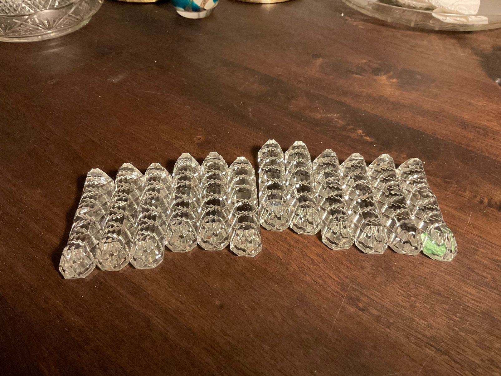 12 Antieke Kristallen Bestekleggers, Ophalen of Verzenden