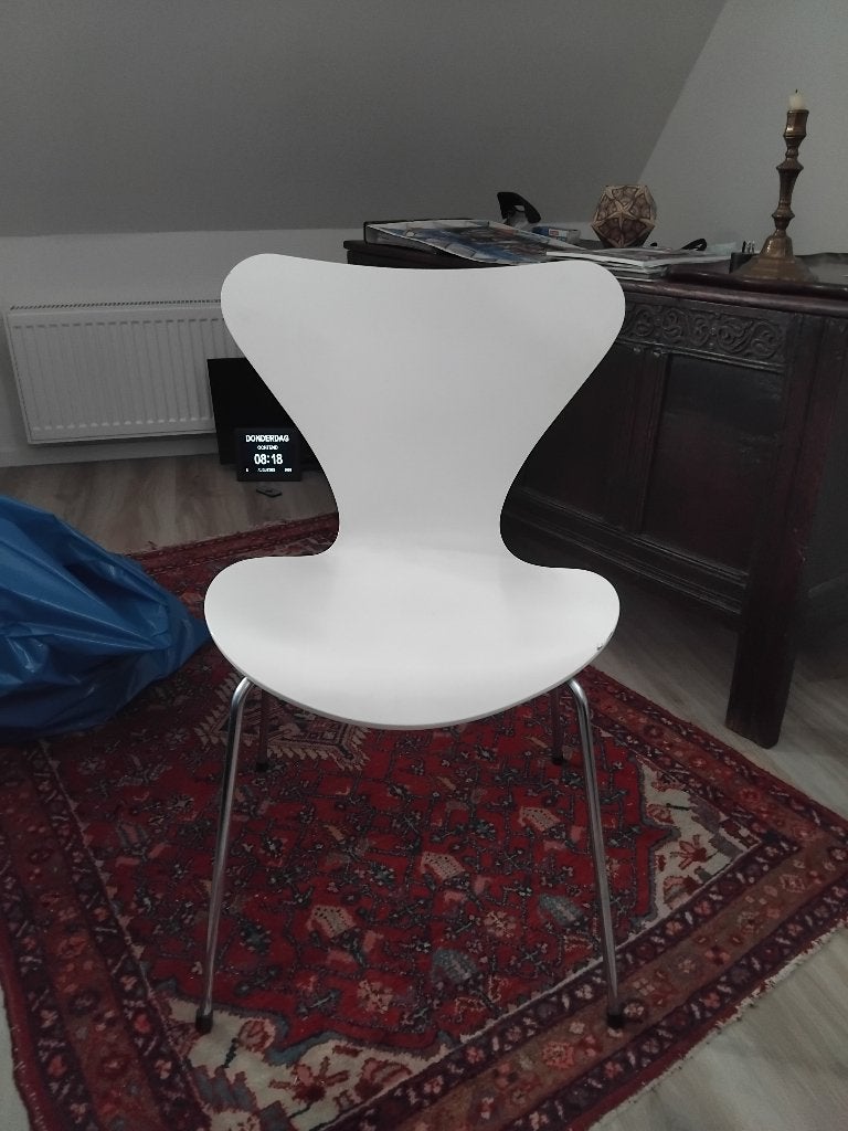 Witte design stoel - Fritz Hansen stijl, Huis en Inrichting, Stoelen, Ophalen, Wit, Modern, Scandinavisch, Design, Zo goed als nieuw