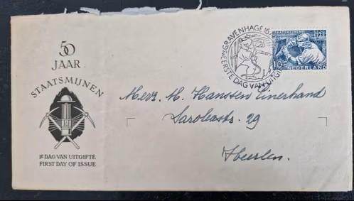 Nederland 1952 - FDC E8 - 50 jaar staatsmijnen in Limburg, Postzegels en Munten, Ophalen of Verzenden, Na 1940, Gestempeld