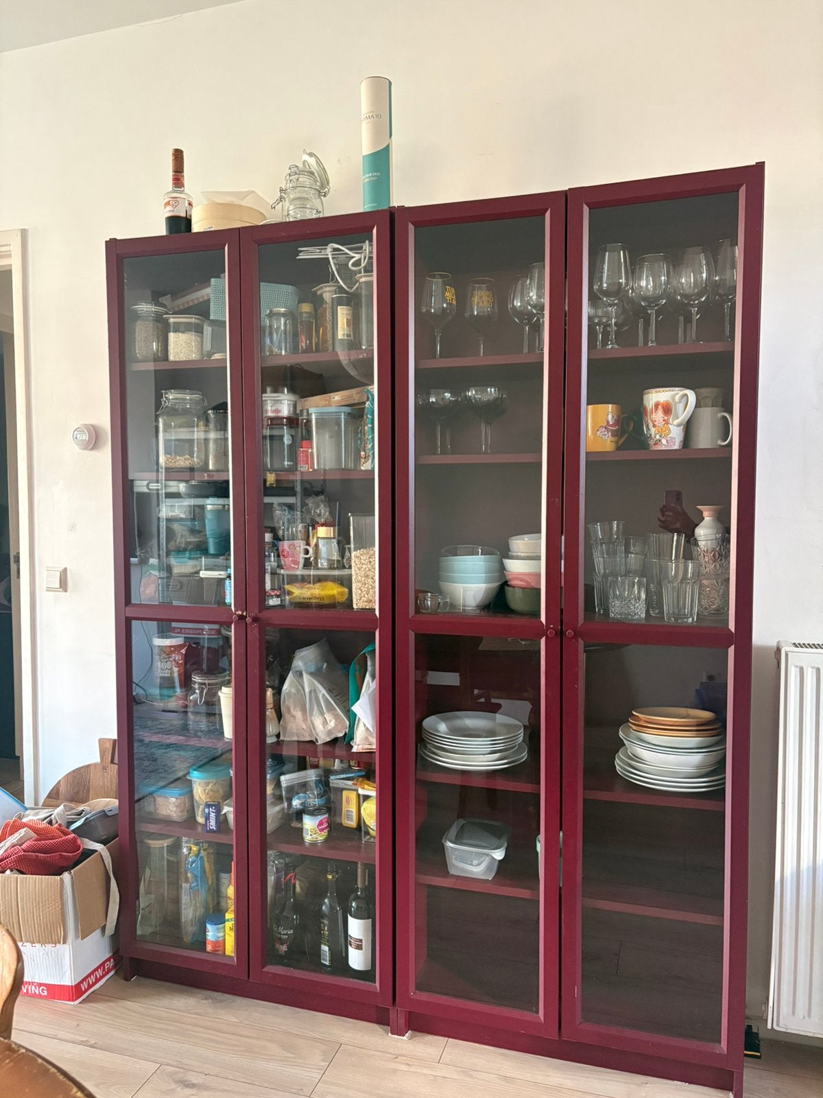 Ikea Billy / Oxberg Boekenkast Servieskast bordeaux 2 stuks, Ophalen, Gebruikt, 200 cm of meer, 150 tot 200 cm