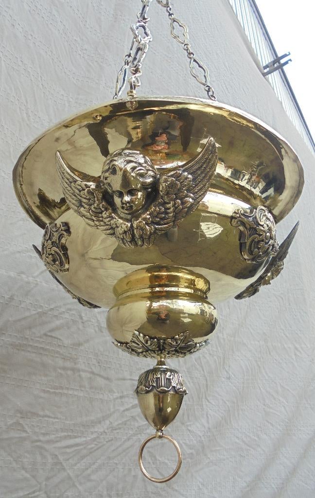 Mooie grote koperen godslamp religieus., Ophalen of Verzenden