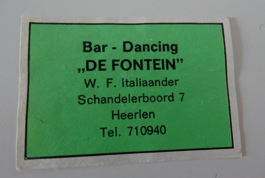 Bar Dancing   DE FONTEIN    HEERLEN, Verzenden, Zo goed als nieuw, Luciferdoosjes of -merken