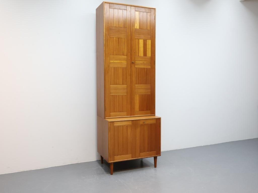 Deense vintage kast 2 delig kledingkast mahonie, Gebruikt, 200 cm of meer, ., 50 tot 100 cm