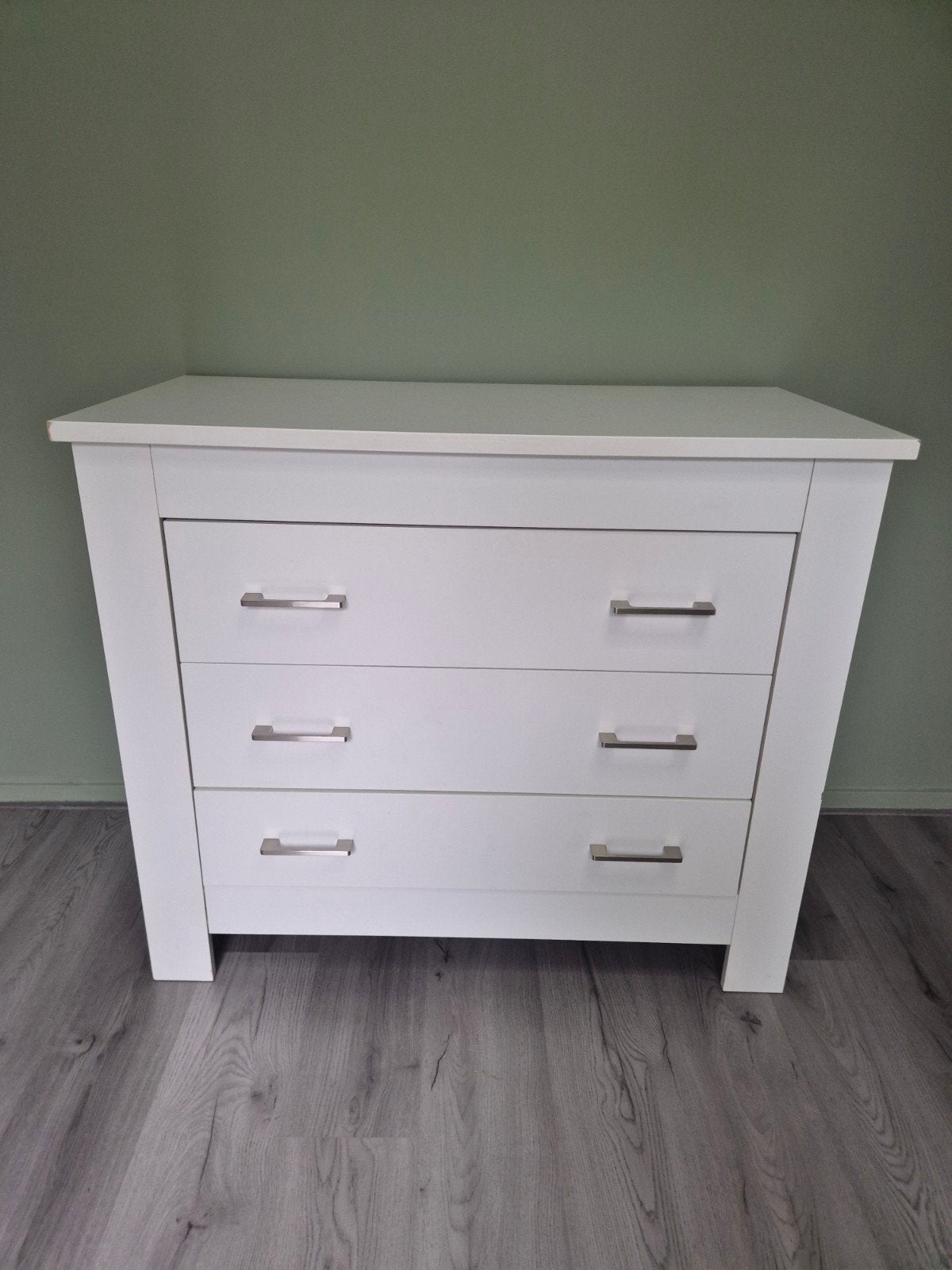 Stevige witte ladenkast / commode (L110xB55xH93,5), Ophalen, Gebruikt, 50 tot 70 cm, 100 cm of meer