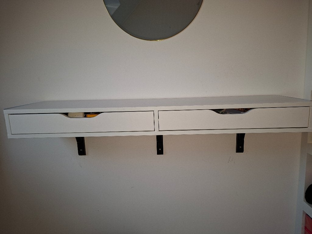 Wandplak met lades (EKBY ALEX), Ophalen, Zo goed als nieuw, Minder dan 150 cm, Minder dan 100 cm
