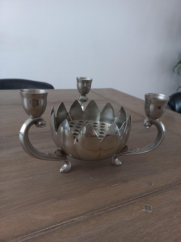 Mooi vintage/antiek kandelaar, Ophalen of Verzenden, Zilver