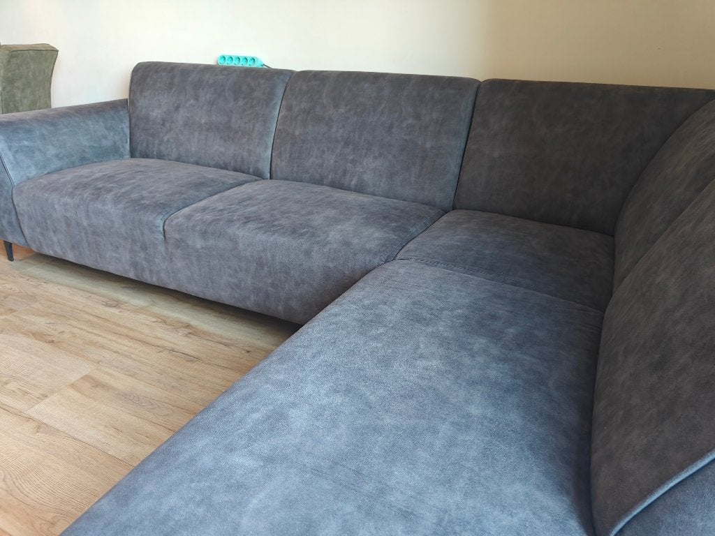 Comfortabele Hoekbank - Grijs Stof, Huis en Inrichting, Ophalen, 250 tot 300 cm, Gebruikt, Hout