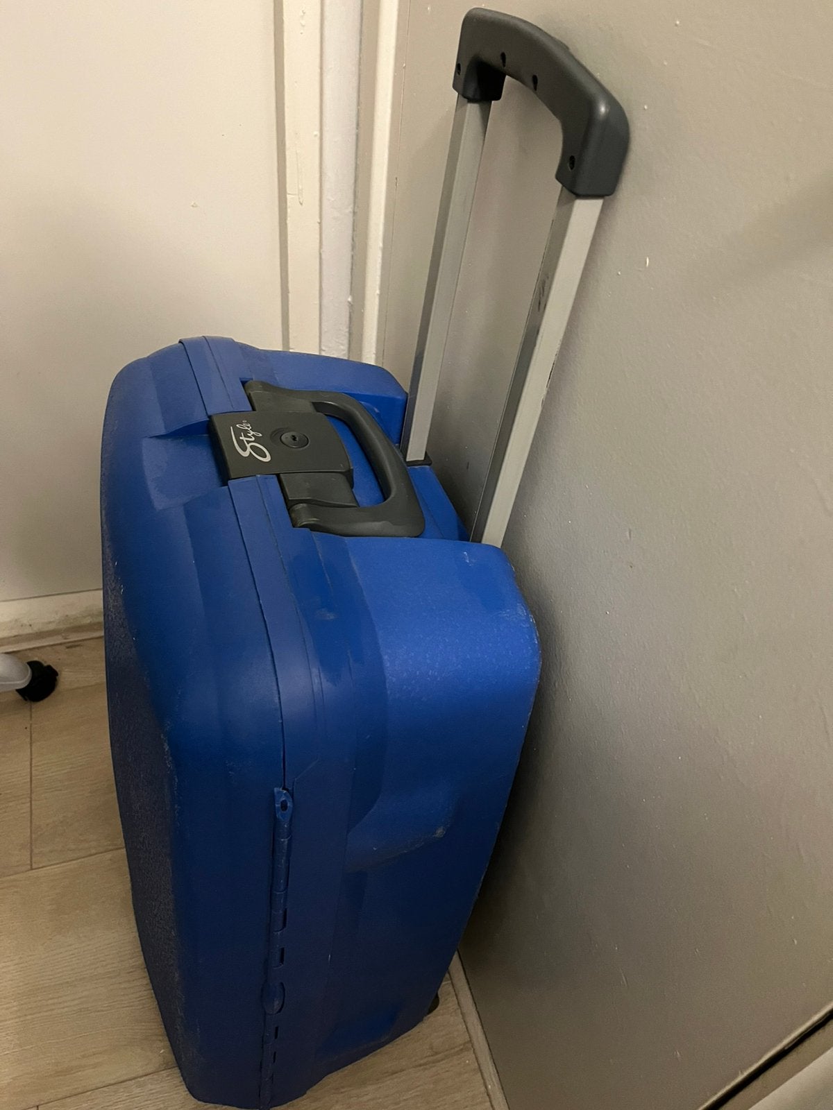 Samsonite tegelijk Style blauw reizen koffer, Ophalen, Zo goed als nieuw, Hard kunststof, 70 cm of meer