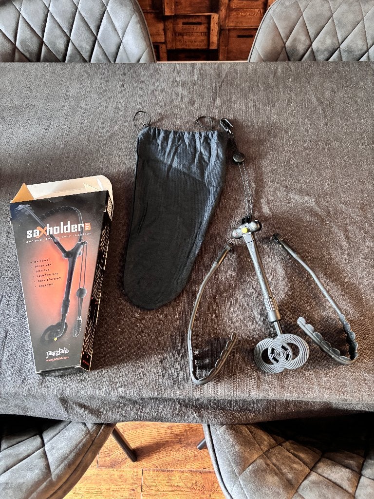 Jazzlab Saxholder Pro maat M (compleet in doos & opbergzak), Verzenden, Zo goed als nieuw, Tenor