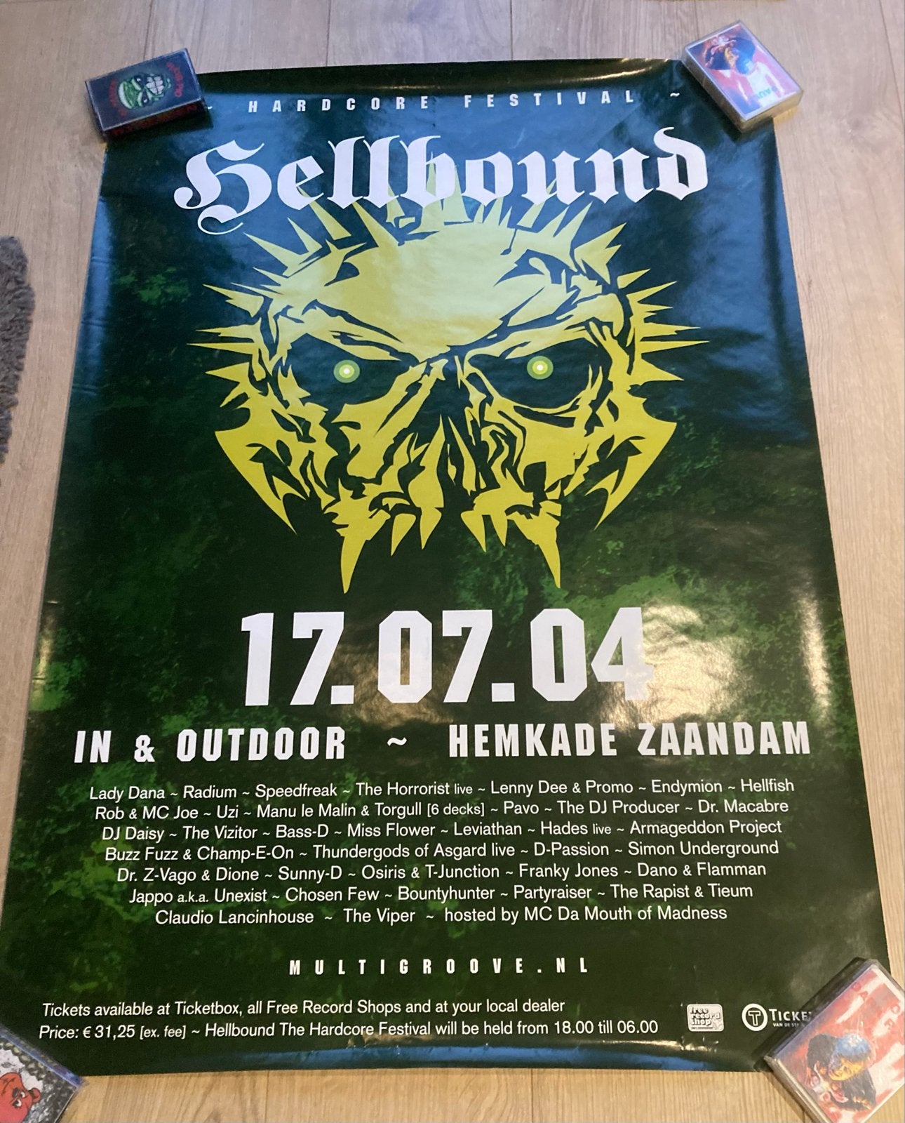Poster Hellbound Hardcore Festival 2004 Gabber, Deurposter of groter, Ophalen of Verzenden, Muziek, Rechthoekig Staand