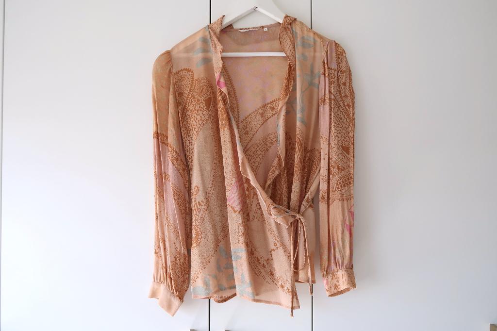 Yaya wikkel blouse/top/vest semi-transparant - Beige/Bruin, Beige, Ophalen of Verzenden, Zo goed als nieuw, Yaya
