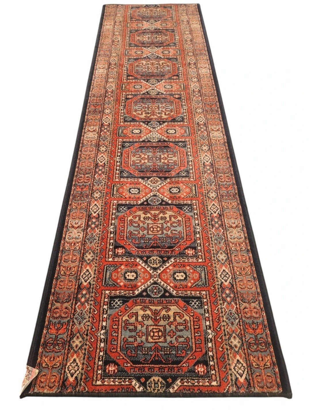 Vintage Perzisch wol vloerkleed Kazak medallion 59x195