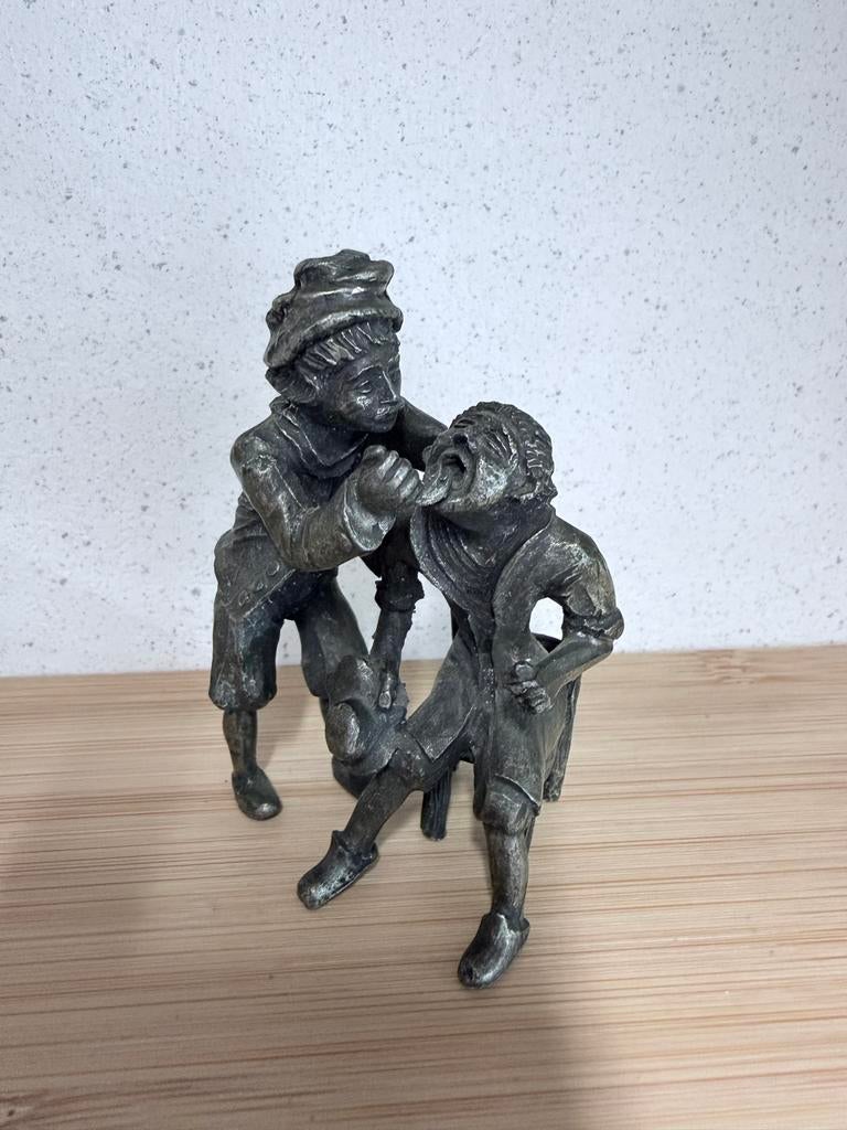 Vintage Tinnen Beeldje Tandarts Scène Holland, Ophalen of Verzenden