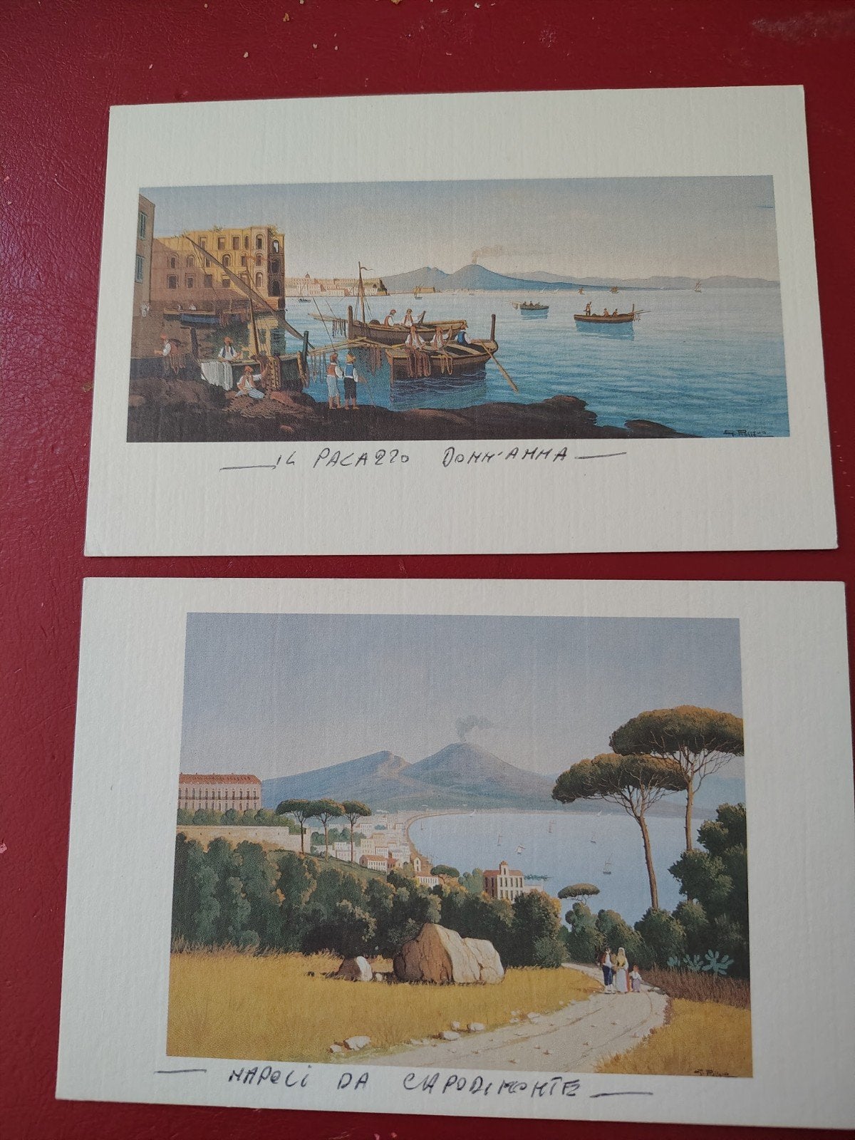 2 Oude postkaarten Napoli Italië - Il Palazzo Donna Anna, Verzenden, Voor 1920, Ongelopen, Italië