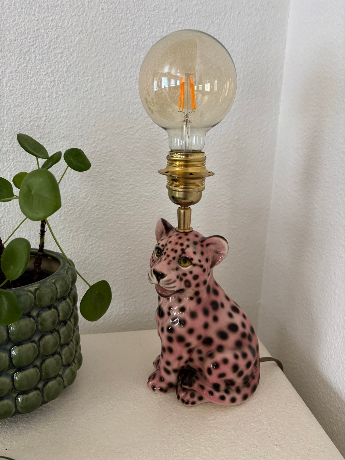 Roze Luipaard Lamp van Knappe Kappen, Ophalen, Overige materialen, Zo goed als nieuw, Minder dan 50 cm