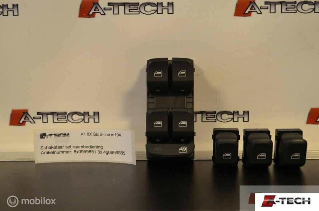 Raamschakelaar Set Audi A1 Sportback 8X ('12-'18) 8x0959851, Auto-onderdelen, Dashboard en Schakelaars, Audi, Gebruikt, Audi, Ophalen of Verzenden