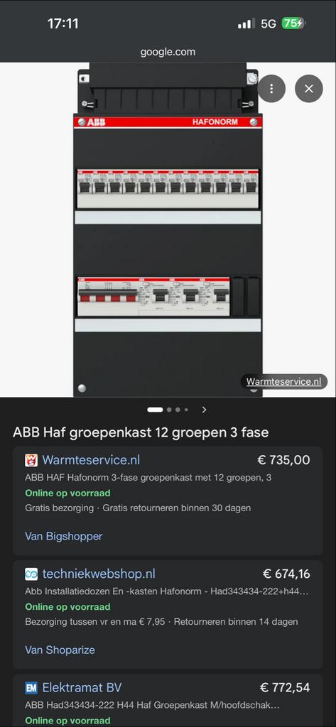 ABB Groepenkast 3 fase met 12 groepen en 3 aardlek, Doe-het-zelf en Verbouw, Elektra en Kabels, Ophalen of Verzenden, Zo goed als nieuw