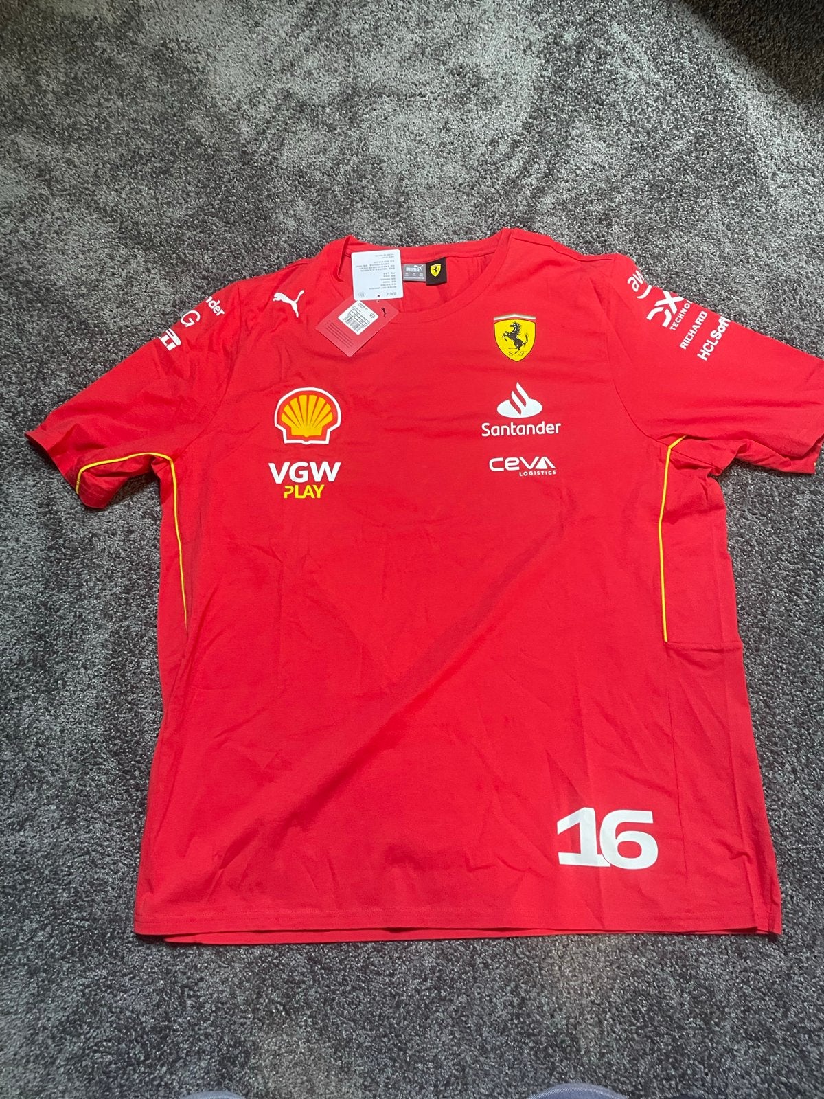 Nieuw Ferrari F1 Leclerc Shirt XXL, Ophalen, Nieuw, Maat 56/58 (XL), Rood