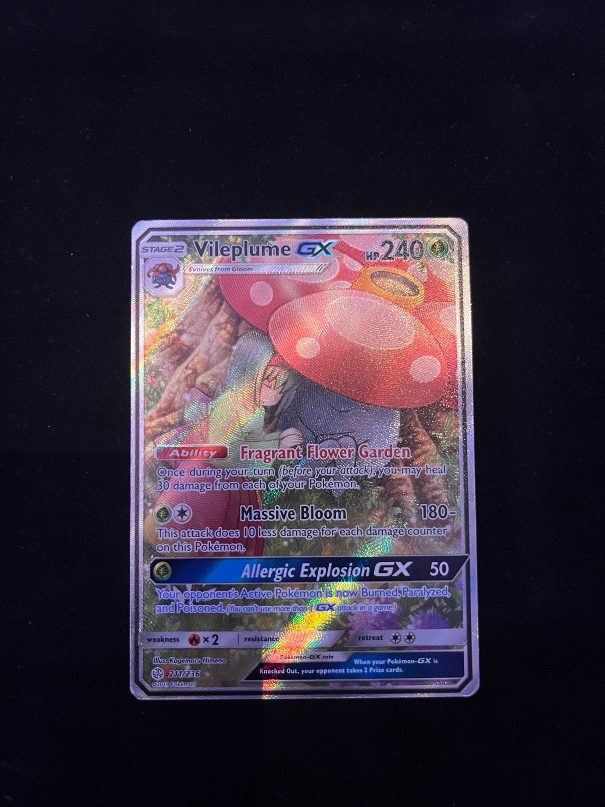 Vileplume GX 211/236 alt art, Ophalen of Verzenden, Zo goed als nieuw, Losse kaart, Foil