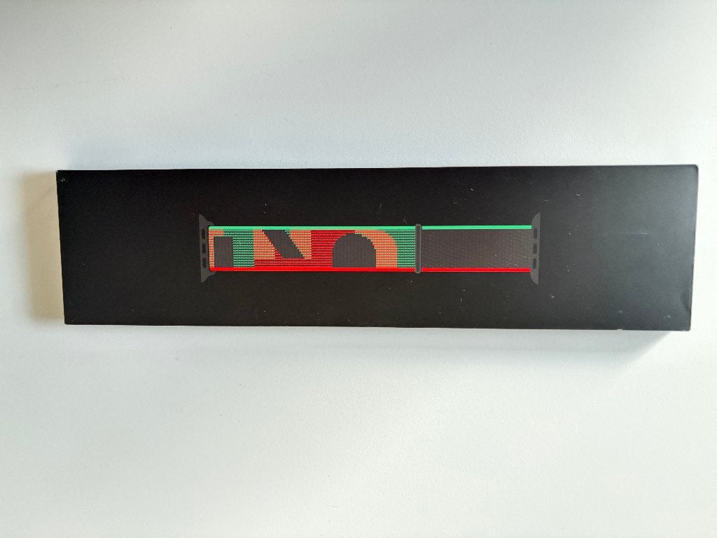 Originele Apple Watch Black Unity Sport Loop (45 mm), Ophalen of Verzenden, Zo goed als nieuw, Bandje, Zie tekst