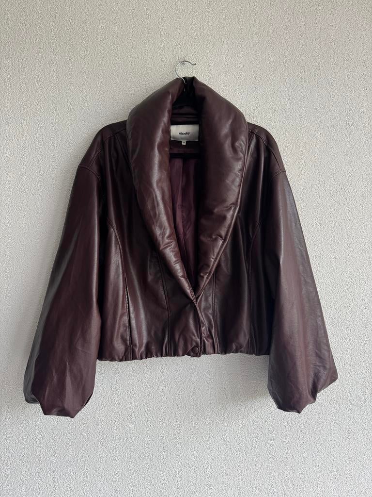 Shoeby donker rode nep leren bomber jack, Maat 38/40 (M), Shoeby, Ophalen of Verzenden, Zo goed als nieuw