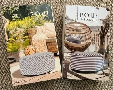POEF* NIEUW* Opblaasbaar grijs/wit, Huis en Inrichting, Ophalen