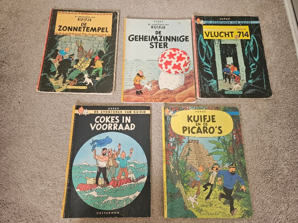 kuifje, diverse oude titels 1966, 1967 en 1968, Gelezen, Ophalen of Verzenden, Meerdere stripboeken, Hergé