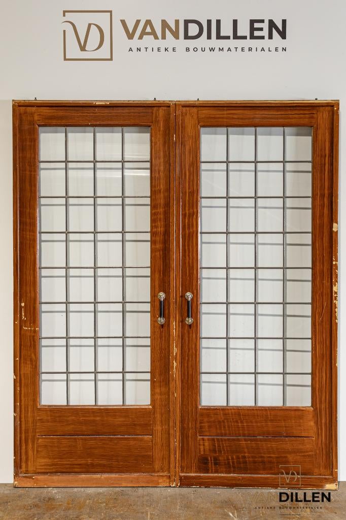 Set oude ensuite schuifdeuren glas in lood in top staat, Gebruikt, 120 cm of meer, Binnendeur, Ophalen of Verzenden