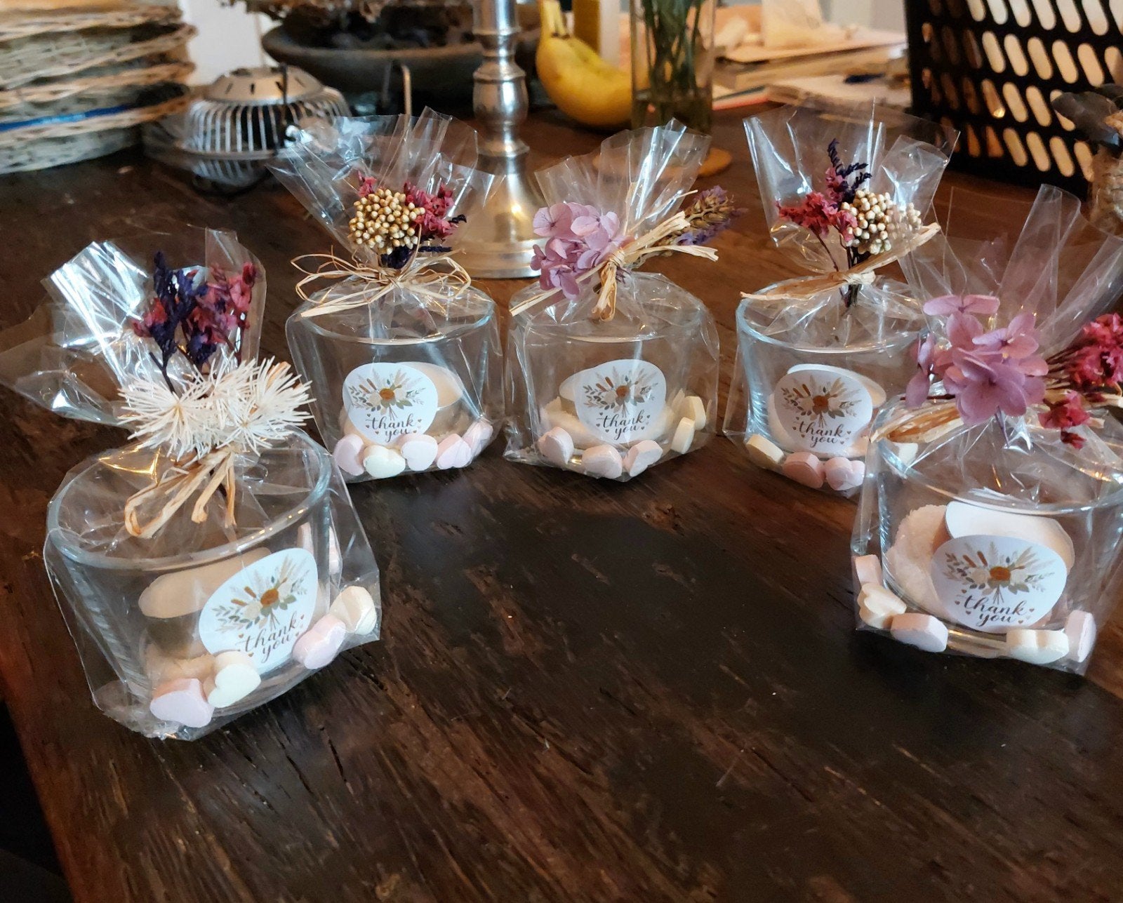 Bedankjes met kaars en snoepjes, Ophalen of Verzenden, Nieuw, Feestartikel, Geboorte of Huwelijk