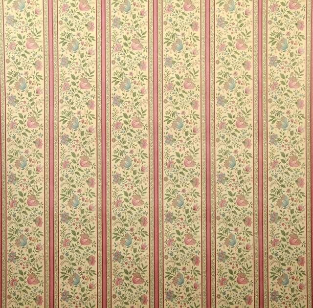 12546 Gestreept bloemenbehang met roze blauw en groen swiet, Verzenden, Roze