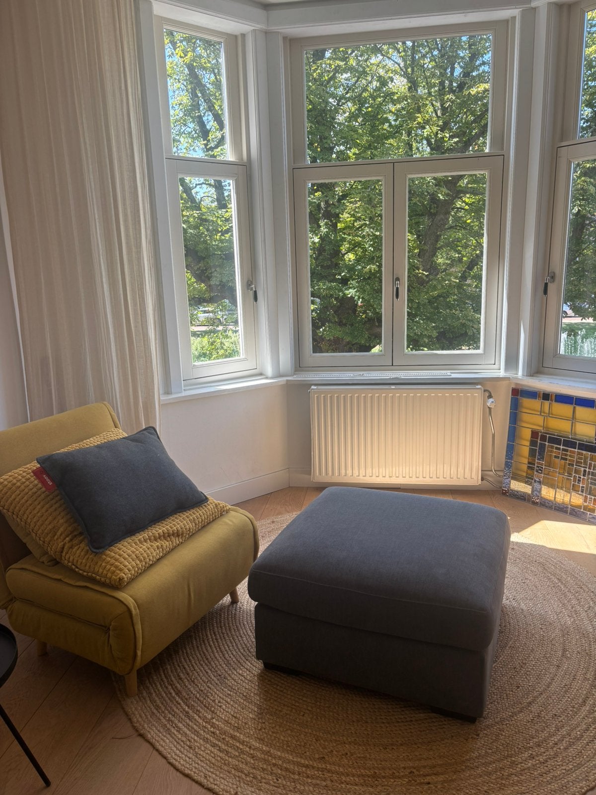 Hocker / voetenbank Urban Sofa, Huis en Inrichting, Banken | Voetenbanken en Poefen, Ophalen, Vierkant, 75 tot 100 cm, Zo goed als nieuw