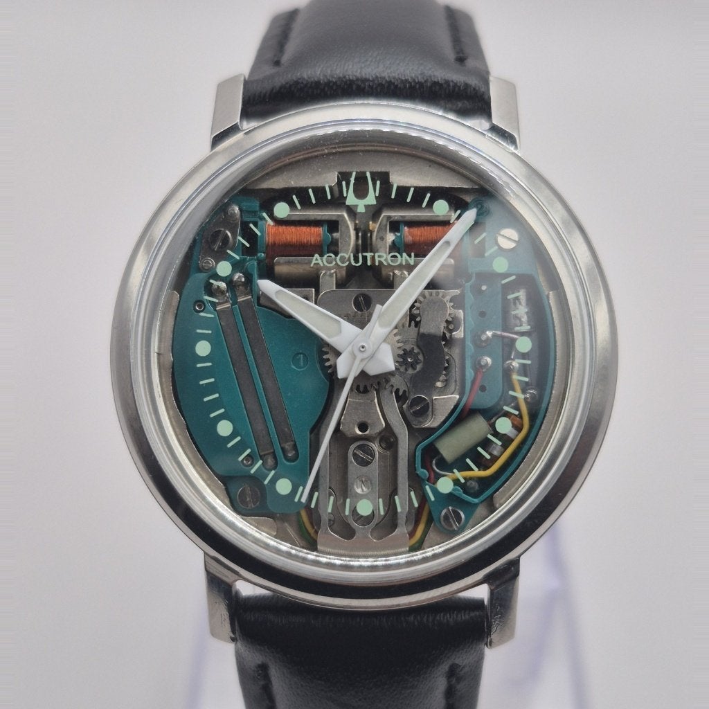 Bulova Accutron 214 Spaceview 1966 stemvork horloge staal, Ophalen of Verzenden