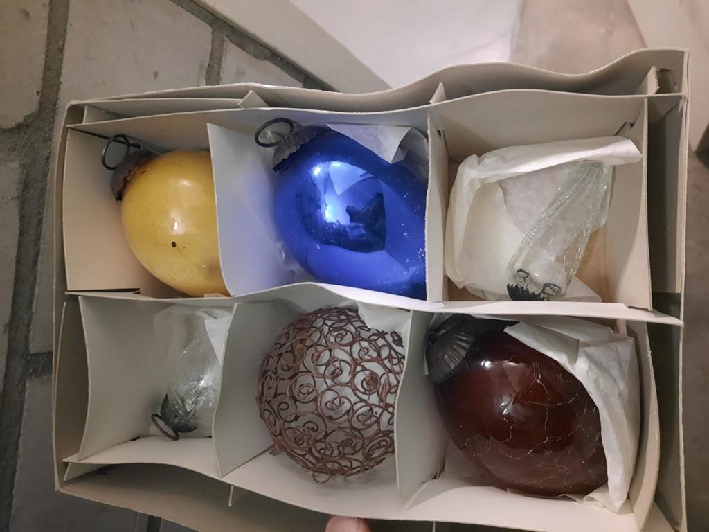 6 fraaie vintage kerstballen van glas, Ophalen of Verzenden