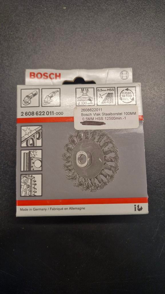 Bosch Vlak Staalborstel 100MM M14 HSS 12500min-1, Doe-het-zelf en Verbouw, Gereedschap | Handgereedschap, Ophalen of Verzenden