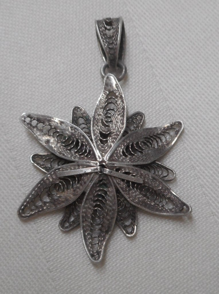 Zilveren vintage edelweiss hanger nr.745, Verzenden, Zo goed als nieuw, Bloem of Plant, Zilver