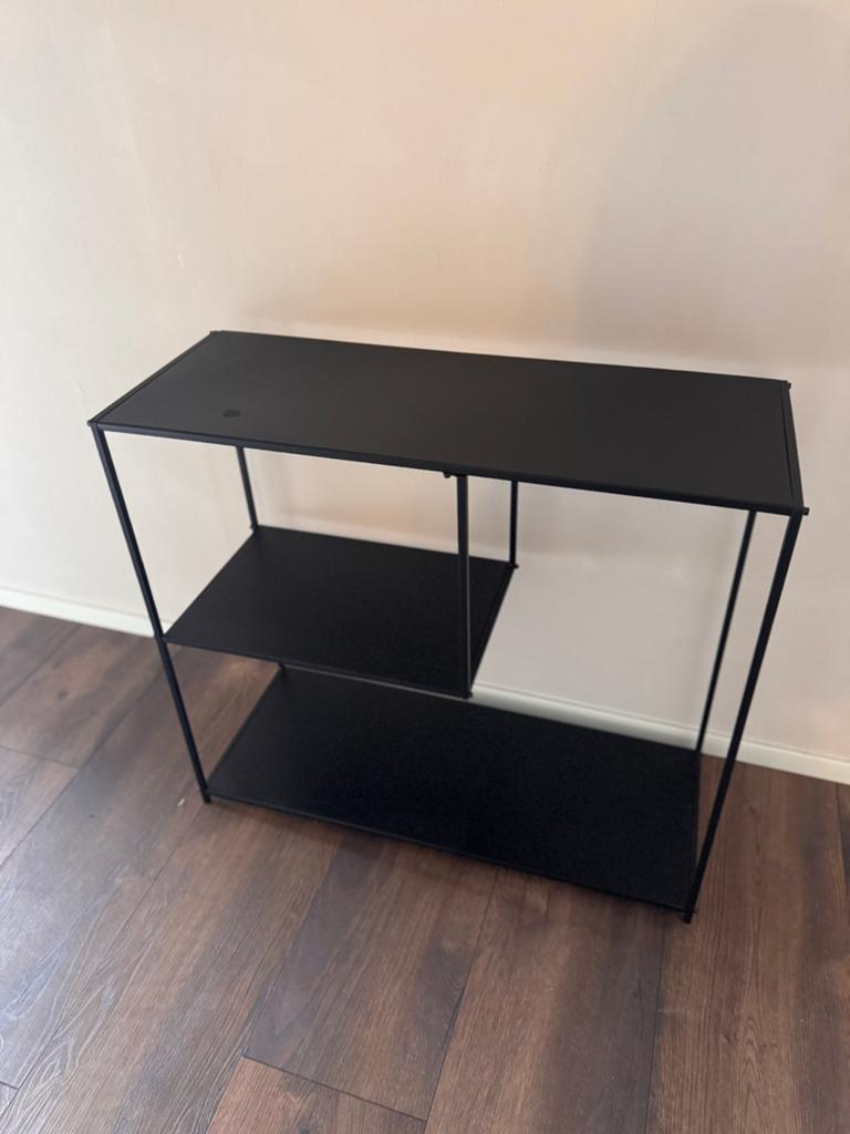 Zwart metalen bijzettafel - 77 x 30 x 69, Ophalen, 50 tot 100 cm, Zo goed als nieuw, 25 tot 50 cm